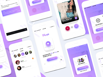 Mine - Mobile App UI Kit Design app dating design download flat gradient modern tinder ui user interface ux white