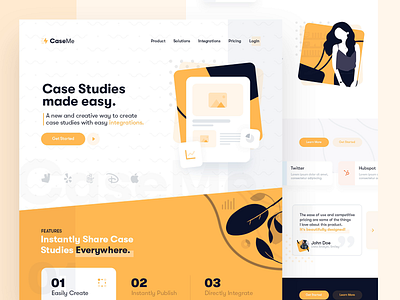 CaseMe Landing Page after effects case study clean header hero image home page interface landing page motion design product design trendy ui ux web web design