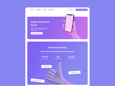 EduFast | 3D Landing Page design ui ux web