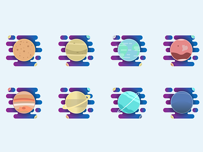 Planets of Solar System adobe illustrator budge design icon illustration planet the100daychallenge the100dayproject vector