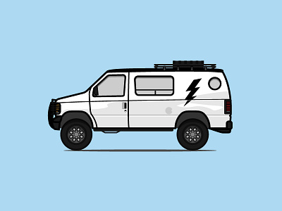 Around the Neighborhood - Van 2d car illustration lightning simple stroke van vector vehicle