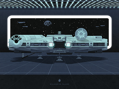 Millennium Falcon WIP chewbacca endor han solo hangar illustration millennium falcon poster star wars vector