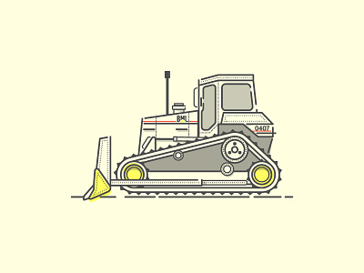 Dozer bulldozer construction dozer illustration illustrator line art vector