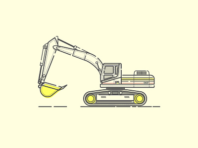 Excavator backhoe construction excavator illustration illustrator line art vector