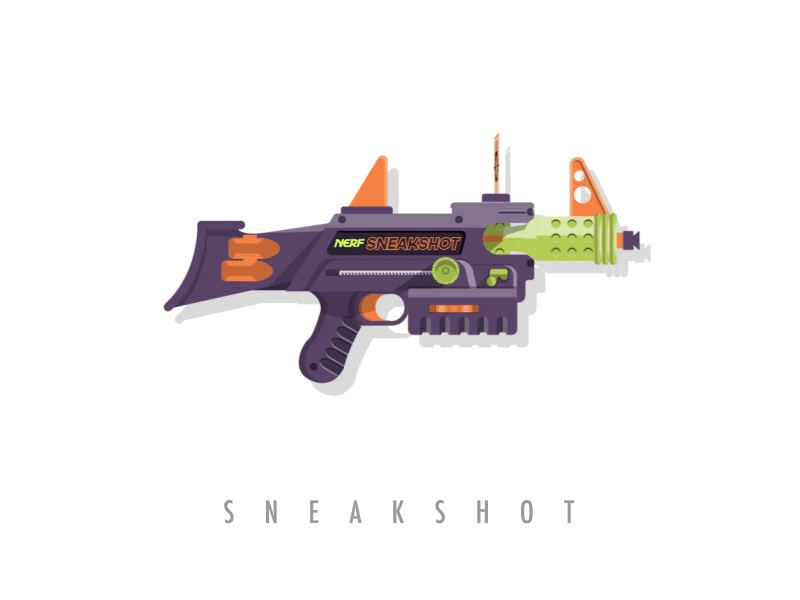 Nerf Sneakshot after effects flat illustration nerf sneakshot toy vector