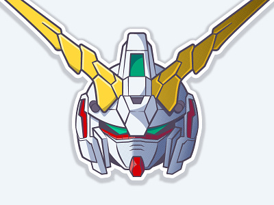 Unicorn Gundam [Destroy Mode] 2d anime gundam helmet illustration robot unicorn vector