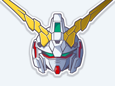 Unicorn Gundam [Destroy Mode] 2d anime gundam helmet illustration robot unicorn vector
