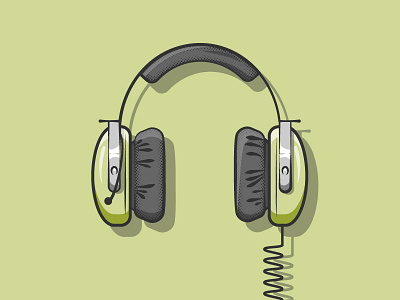 Headphones 2d flat headphones illustration illustrator simple sonar submarine vector