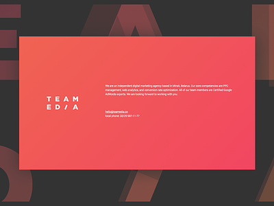 Teamedia Logo and Website colors gradient gradients landing page minimal one page transitions
