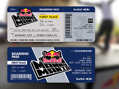 Red Bull Manny Mania Boarding Pass blue boarding pass print red bull skateboarding tbt throwback