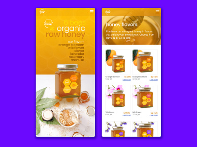 Honey product site branding logo web design website