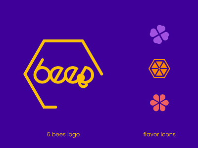 6 bees logo and flavor icons branding branding and identity iconography icons logo minimal