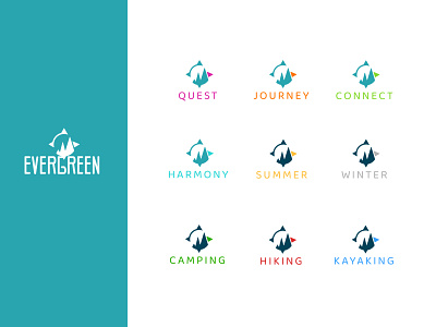 Evergreen logo and subbrands branding design identity design logo design