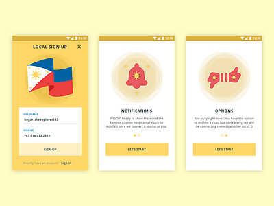 WIP - Chat With Locals - Locals Signup and Onboarding android app chat illustrations local onboarding philippines signup tourist