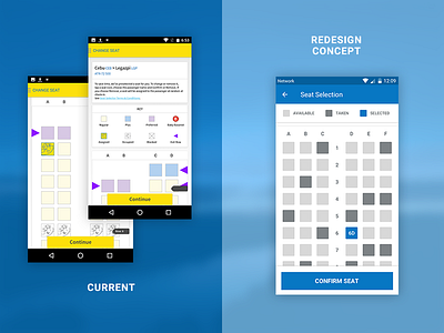 Seat Selection | Airline Mobile App Redesign Concept (WIP) airline android booking concept mobile redesign seat selection seats travel uidesign