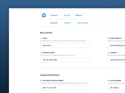 Accounting Webapp - Profile | Account page