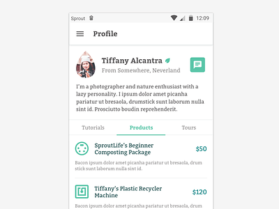 #DailyUI :: 006 - User Profile app design dailyui form green material minimalist user profile