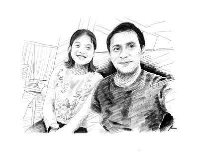 Let’s have a date couple digital art fiance illustration pencil art portrait selfie sketch