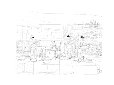 Outdoor gig band digital art gig illustration musician pencil art people sketch