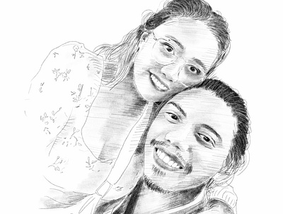 Newly Wed couple digital art illustration pencil art people portrait sketch