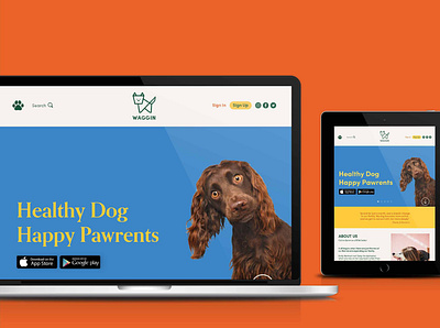 WAGGIN - Website brand identity branding branding concept dog app dog logo graphicdesign health app interaction design interactive design ui ux well being
