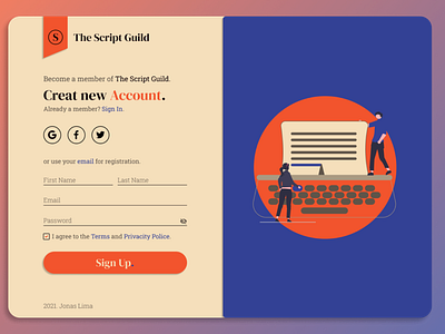 The Script Guild • Sign Up daily ui design sign up ui ux