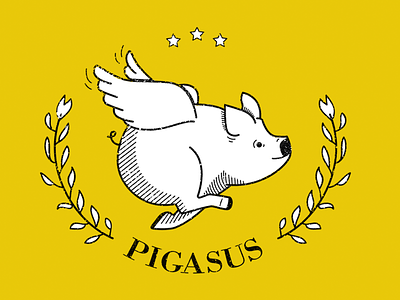 Pigasus illustration logo pig