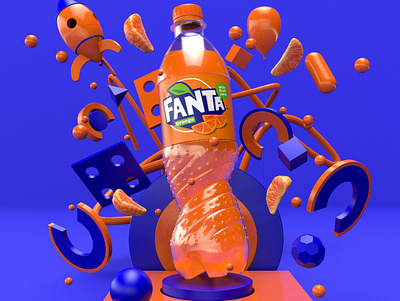 Fanta Ad 3d 3d art art branding c4d design illustration
