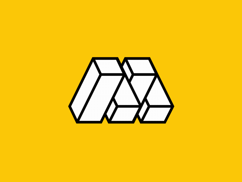 Mustard Media Logo animated logo cube cuboid logo m mustard rotation tars yellow