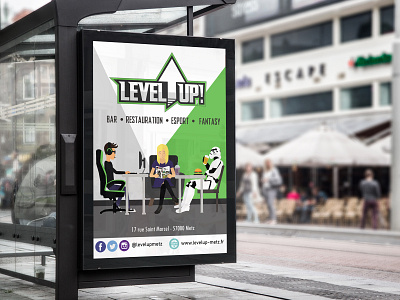 Level Up! Poster billboard branding design flat design illustration