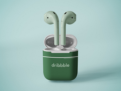 Airpods airpods apple branding color design device mockup dribbble green headphones illustration logo minimal photoshop stylish web