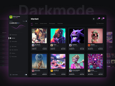 NFT Market - Dashboard (Dark Mode)