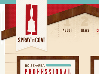 Spray 'n Coat website painting red turquoise website woodgrain