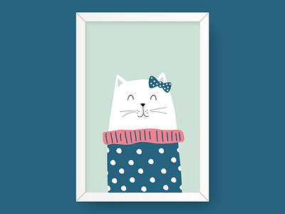 Cute kitten animal cartoon cat colorful cute decor decoration flat frame fun funny good night home home decor kitten