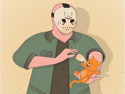 Jason with a kitten иллюстрация персонаж пятница 13