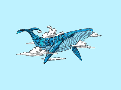Whaaale art branding clouds colors design illustration illustrator logo photoshop print ui vector whale