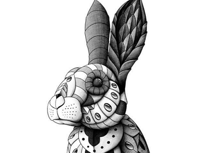 Tribal bunny branding illustration rabbit