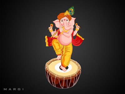 Lord Ganesha - Digital art adobe creative creative design dancing design digital digital art digital artist drums flute fresco ganesh ganesha ganpati god illustration lord painting