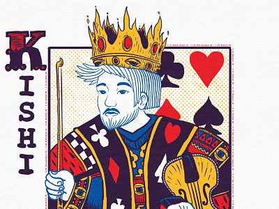 KISHI BASHI summer tour poster card deer design illustration king kishi bashi poker poster tour