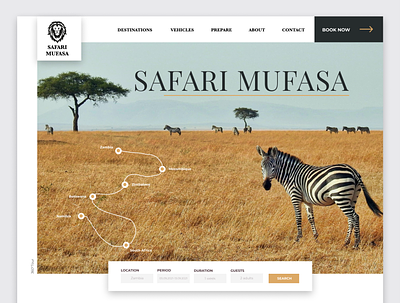 Hero section for "SAFARI MUFASA" branding hero safari ui webdesign