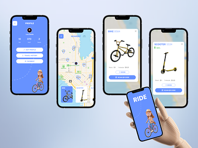 RIDE - Bicycle & Scooter sharing app app belarus bicycle bike bike sharing design minsk scooter sharing ui ux