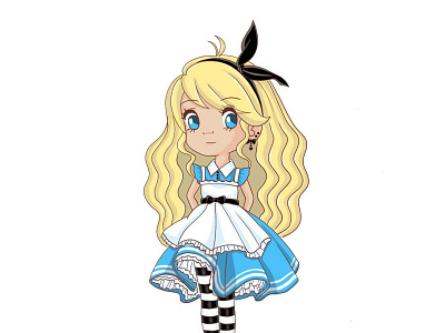 ⭐️Alice🖤 alice alice in wonderland art character design cute illustration design disney illustration kids illustration photoshop procreate wacom