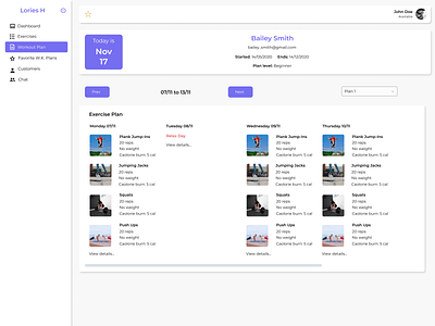 Workout Plan Page coach workout tracker ui ui design workout workout app workout tracker