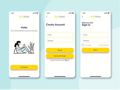 BookSmart Login app design ui