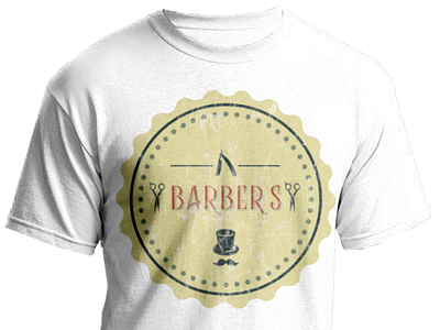 Retro barbershop t-shirt barbershop logo mustache old printing retro scissors straight razor t shirt vintage