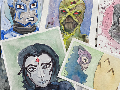 Mix of fan art pieces art dump blue beetle catwoman dc comics fan art raven swamp thing totoro