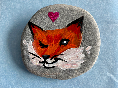 Foxy rock acrylic painting canada creative foxes rocks