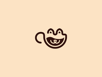 Cat Cafe Logo brown cat cafe design logo logo design simple vector