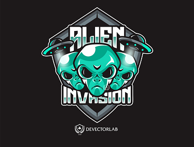 alien invasion vector logo illustration logo vector