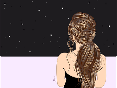 Starry nights✨ art artists character illustration digital illustration girl illustration graphic design hair illustration illustration illustrator love illustrator loveillustrations starry nights